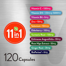 Load image into Gallery viewer, 11 in 1 Immune Defense Support Supplement Booster with Vitamin C, Vitamin D3, Vitamin B6, Zinc, Elderberry, Echinacea, Turmeric, Rose-Hips, Selenium, BioPerine, Ginger, For Adults [60 Capsules-2 Pack]
