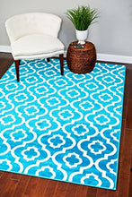 Load image into Gallery viewer, 3028 Turquoise Moroccan Trellis 5&#39;2x7&#39;2 Area Rug Carpet Large New
