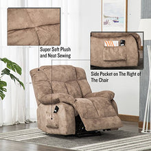 Load image into Gallery viewer, CANMOV Power Lift Recliner Chair for Elderly- Heavy Duty and Safety Motion Reclining Mechanism-Antiskid Fabric Sofa Living Room Chair with Overstuffed Design (Camel)
