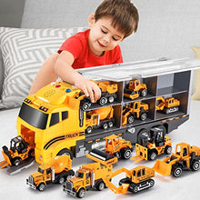 Load image into Gallery viewer, TEMI Toddler Toys for 3 4 5 6 Years Old Boys, Die-cast Construction Toys Car Carrier Vehicle Toy Set w/ Play Mat, Kids Toys Truck Alloy Metal Car Toys Set for Age 3-9 Toddlers Kids Boys &amp; Girls
