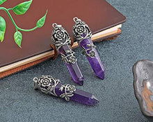 Load image into Gallery viewer, Top Plaza Antique Silver Flower Wrapped Natural Quartz Gemstone Healing Crystal Necklace 5pcs/Set
