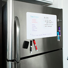 Load image into Gallery viewer, Magnetic Dry Erase Whiteboard Sheet for Kitchen Fridge: with Stain Resistant Technology - 17x11 - Includes 4 Markers and Big Eraser with Magnets - Refrigerator White Board Organizer and Planner
