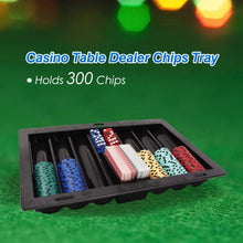 Load image into Gallery viewer, GSE Casino Poker Table Plastic Chip Trays, Las Vegas Style Dealer Table Chips Tray, Holds 300 Chips &amp; 2 Playing Cards
