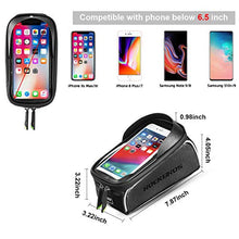 Load image into Gallery viewer, Bike Phone Front Frame Bag Bicycle Bag Waterproof Bike Phone Mount Top Tube Bag Bike Phone Case Holder Accessories Cycling Pouch Compatible with iPhone 11 XS Max XR Below 6.5”
