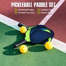 Load image into Gallery viewer, Gonex Pickleball Paddles, USAPA Pickleball Set of 2, Graphite Pickleball Racket, Lightweight Pickle Balls Equipment with 4 Balls, Portable Carry Bag
