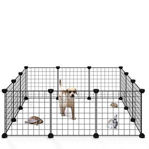 ALLISANDRO Small Pet Playpen, Small Animal Cage for Indoor Outdoor Use, Portable Metal Wire Yard Fence for Small Animal, Puppy, Kitten, Guinea Pigs, Bunny, Turtle, Hamster, 12 Panels, 13.8x13.8 Inches