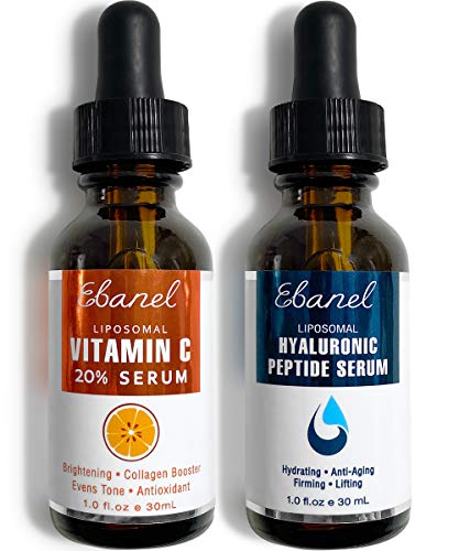 Ebanel Vitamin C Serum Hyaluronic Acid Serum for Face - Ultimate Anti Aging Serum Set - Deep Hydrating, Visibly Plump, Firm & Smooth Skin, Brighten & Even Skin Tone, Reduce Redness & Inflammation