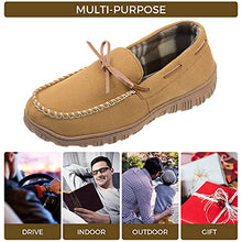 Load image into Gallery viewer, LseLom Mens Moccasin Slippers Indoor Outdoor Memory Foam Arch Support Slippers for Men Cozy House Shoes with Rubber Soles Beige Size 8

