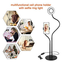 Load image into Gallery viewer, Selfie Ring Light with Cell Phone Holder Stand for Live Stream/Makeup, UBeesize Mini LED Camera Lighting with Flexible Arms Compatible with iPhone/Android
