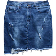 Load image into Gallery viewer, vanberfia Women's Casual Distressed Ripped Denim Short Skirt (JS20186002, L)
