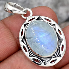 Load image into Gallery viewer, Solid 925 Sterling Silver Pendant for Men Women, Malachite Oval Gemstone Handcrafted Pendant for Mother's Day Gift
