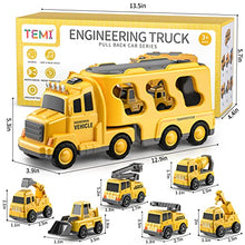 Load image into Gallery viewer, TEMI Construction Truck Toys Cars for Toddlers 3-5 - 7-in-1 Friction Power Vehicle Toy for 3 4 5 6 Year Old Boys, Carrier Transport Trucks for Kids 3-5 Years, Car Toys Set for Age 3-9 Boys &amp; Girls
