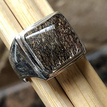 Load image into Gallery viewer, Genuine Black Rutilated 925 Solid Sterling Silver Men's Ring Size 6.75
