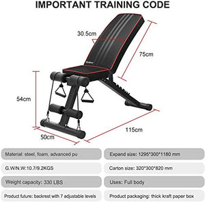 Yoleo Adjustable Weight Bench - Utility Weight Benches for Full Body Workout, Foldable Flat/Incline/Decline FID Bench Press for Home Gym