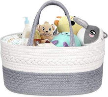 Load image into Gallery viewer, Newthinking Baby Diaper Caddy Organizer with Compartment, Soft Diaper Basket Made of Hand-Woven Rope, 100% Natural Cotton, Eco Friendly and Skin-Friendly (Light Grey)
