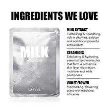 Load image into Gallery viewer, LAPCOS Milk Sheet Mask, Moisturizing Daily Face Mask to Replenish &amp; Restore Dry Skin with Ceramides, Korean Beauty Favorite, 5-Pack
