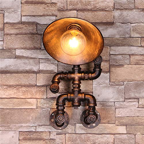 Wen long shop Industrial Vintage Wall Lights Fitting Lamp Water Pipe Wall Sconces Fixture for Home Decor Pub Cafe Hotel Steampunk Style (Rust)