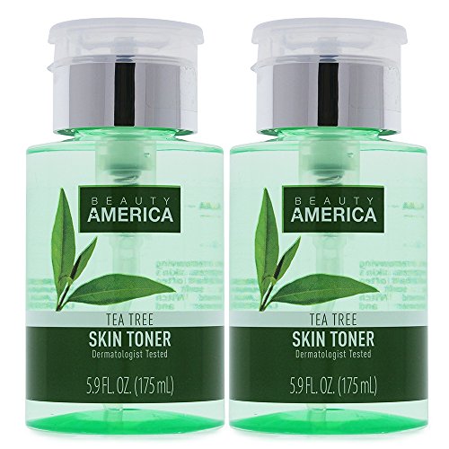 Beauty America Tea Tree Facial Toner, No-Leak, Push-Top Pump, 2 pack