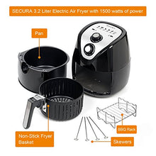 Load image into Gallery viewer, Secura Air Fryer 3.4Qt / 3.2L 1500-Watt Electric Hot XL Air Fryers Oven Oil Free Nonstick Cooker with Additional Accessories, Recipes, BBQ Rack &amp; Skewers for Frying, Roasting, Grilling, Baking

