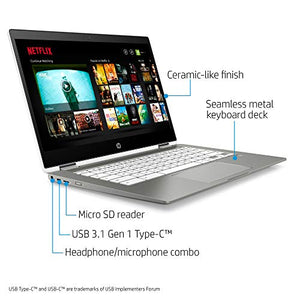 HP 14b-ca0010nr Chromebook X360 14-Inch HD Touchscreen Laptop, Chrome (Ceramic White/Mineral Silver)