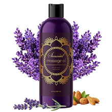 Load image into Gallery viewer, Aromatherapy Sensual Massage Oil for Couples - Relaxing Full Body Massage Oil for Date Night with Sweet Almond Oil - Vegan Lavender Massage Oil for Massage Therapy Smooth Gliding Formula (8 Fl Oz)
