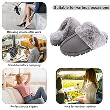 Load image into Gallery viewer, shoeslocker Slippers for Women Size 7 Multi-layer Memory Foam Fluffy Plush Lined House Slippers for Women Indoor Outdoor Grey
