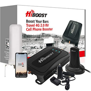 HiBoost Cell Signal Booster for RV, SUV, Vehicle, Van, Compatible All US Carriers- AT&T Sprint Verizon T-Mobile 2G 3G 4G LTE Cell Phone Booster