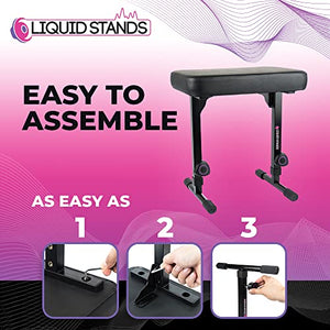 Liquid Stands Piano Bench Adjustable Stool – Music Keyboard Bench Seat for Piano Keyboard Stand with Black Padded Cushion for Musicians Piano Stool Chair (PU Leather)