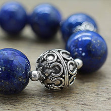 Load image into Gallery viewer, NOVICA Lapis Lazuli .925 Sterling Silver Beaded Necklace, 23" 'Indigo Allure'
