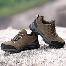 Load image into Gallery viewer, CAMEL CROWN Mens Hiking Shoes Low Cut Boots Leather Walking Shoes for Outdoor Trekking Training Casual Work Khaki/Black
