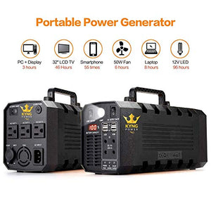 KYNG Power Solar Generator Portable Power Station 500W UPS Battery for Emergency, Tradeshow Battery Powered Inverter 12V, 3 AC, 4 USB Outlets FREE Solar Panel Cable, Camping, CPAP, 288wh