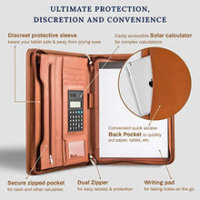 Load image into Gallery viewer, COSSINI Premium Business Portfolio with Zipper – Padfolio - Superior Business Impressions Begin with PU Vegan Leather, 10.1 Inch Tablet Sleeve, Smart Storage, Solar Calculator, Writing Pad - Tan
