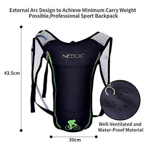 Neboic 2Pack Hydration Backpack Pack with 2L Hydration Bladder - Lightweight Water Backpack Keeps Water Cool up to 4 Hours with Big Storage for Kids Women Men Hiking Cycling Camping Music Festival