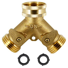 Load image into Gallery viewer, ATDAWN 2 Way Brass Hose Splitter, 3/4&quot; Brass Hose Connectors, Y Connector Garden Hose Adapter
