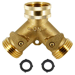 ATDAWN 2 Way Brass Hose Splitter, 3/4" Brass Hose Connectors, Y Connector Garden Hose Adapter