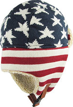 Load image into Gallery viewer, Stars and Stripes America Flag Aviator Trapper hat Trooper Ear Flaps Ushanka Eskimo Bomber Russian Warm Winter Cold (One Size, Flag Original)
