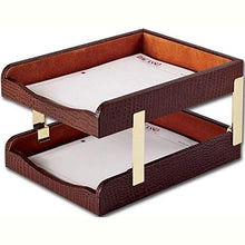 Load image into Gallery viewer, Dacasso Brown Crocodile Embossed Leather Desk Set, 10-Piece (D2020)
