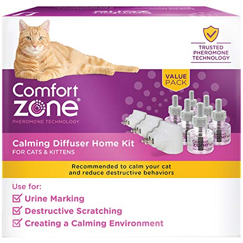 Comfort Zone Cat Calming Diffuser Kit, Cat Pheromone, 3 Diffusers and 6 Refills-48ml, New Formula
