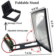 Load image into Gallery viewer, Curved 12" Phone Screen Magnifier &amp; Phone Holder Stand,3D HD Anti-Blue Light Lens,Foldable Phone Screen Enlarger,Universal Cell Phone Screen Amplifier for Video,TV, Games, Compatible All Smartphones
