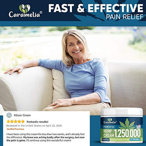 Hemp Extract Pain Relief Cream - 1,250,000 - Turmeric, MSM & Arnica - Relieves Inflammation, Muscle, Joint, Back, Knee, Nerves & Arthritis Pain - Made in USA - Non-GMO