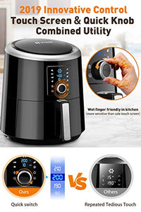 OMORC Habor Air Fryer, 6 Quart Pot & 5.8QT Basket, 1800W Fast Large Hot Air Fryers & Oilless Cooker w/Presets, LED Touchscreen(for Wet Finger)/Roast/Bake/Keep Warm, Suitable for Dishwasher, Nonstick
