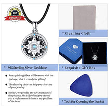 Load image into Gallery viewer, Locket Necklace That Hold Photos, 925 Sterling Silver Compass Locket with Natural Genuine Moonstone, Engraving "Always in my heart" Locket Pendant Necklace, Inspirational Compass Jewelry Moonstone Necklace Gift for Women Teens Daughter
