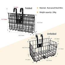 Load image into Gallery viewer, HOMEE Folding Rear Bike Basket - Wire Mesh Detachable Front Bag, Handlebar Basket Rear Hanging Bicycle Bag Cargo Rack for Mountain Bike Accessories Storage Frame 1 Pack Gift for Father's Day
