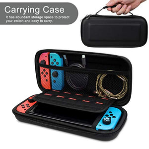 Switch Accessories Bundle, Kit with Carrying Case, Protective Case with Screen Protector, Compact Playstand,Game Case, Joystick Cap, Charging Dock, Grip and Steering Wheel for Nintendo Switch(10-in-1)