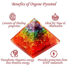 Load image into Gallery viewer, Orgone Pyramid | 7 Chakra Orgonite Pyramid for Meditation &amp; Anti-Stress | Seven Chakra Pyramid Large, Healing Crystal Gemstone Pyramid | Orgone Pyramid Crystal - Handmade In India
