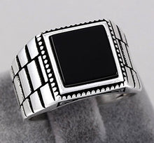 Load image into Gallery viewer, Chimoda Mens Solitaire Silver Rings 925 Sterling Men&#39;s Jewelry with Black Onyx Stone (10)
