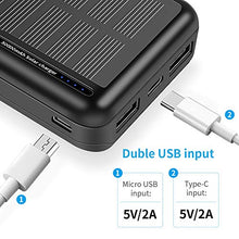 Load image into Gallery viewer, Solar Power Bank 30,000mAh, Minrise Portable Charger, Solar Charger Power Bank with 2 USB Outputs, External Battery Pack for Outdoor Activities Compatible for iPhone, Smartphones etc.

