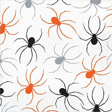 Load image into Gallery viewer, Halloween Party Supplies, Spider &amp; Buffalo Plaid Design, 16 Guests, 129 Pieces, Disposable Paper Dinnerware, Plate, Napkin, Cups, Cutlery and Table Cover Set
