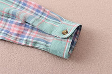 Load image into Gallery viewer, Girls Flannel Shirts Long Sleeve Girls Button Down Shirt Kids Western Shirts Cute Shirts for Girls Plaid Shirt for Girls Spring Shirts Light Blue
