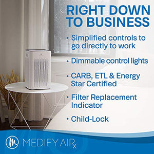 Medify MA-25 W1 Medical Grade Filtration H13 True HEPA for 500 Sq. Ft. Air Purifier | Dual Air Intake | Two '3-in-1' Filters | 99.9% removal in a Modern Design - White